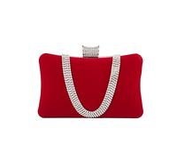 CORIOS Sac de Soirée Femme Velours Embrayage Sac en Strass à la Main Élégant Pochette Portefeuille Sacs D'épaule de Mariée Sacs Fourre-Tout pour Ceremonie Mariage Fête Cocktail Rouge