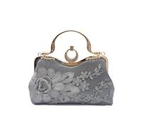 CORIOS Sac de Soirée pour Femme Broderie Florale Embrayage Sacs à Main D'épaule de Mariée Luxueux Pochette Portefeuille Élégant Sac à Bandoulière Mariage Cocktail Fête Sacs Fourre-Tout Gris Foncé