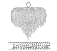 CORIOS Sac de Soirée pour Femme Cristal Soirée Pochette Diamond Embrayage Sac en Strass à la Main Sacs à Main D'épaule de Mariée Sacs Fourre-Tout pour Fête Banquet Mariage Bal Argent