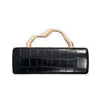 CORIOS Sac de Soirée pour Femme Motif Crocodile Embrayage en Cuir PU Sacs à Main D'épaule de Mariée Élégant Sacs Fourre-Tout Pochette Portefeuille avec Poignée Métallique et Chaîne Amovible Noir