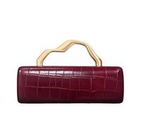 CORIOS Sac de Soirée pour Femme Motif Crocodile Embrayage en Cuir PU Sacs à Main D'épaule de Mariée Élégant Sacs Fourre-Tout Pochette Portefeuille avec Poignée Métallique et Chaîne Amovible Rouge Vin
