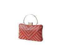 CORIOS Sac de Soirée pour Femme Sac en Strass à la Main Diamond Embrayage Sacs D'épaule de Mariée Formel Sacs Fourre-Tout Élégant Pochette Portefeuille pour Cocktail Fête Mariage Rouge