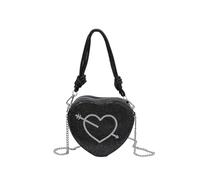 CORIOS Sac de Soirée pour Femme Sac en Strass à la Main Sacs D'épaule de Mariée Coeur Sacs Fourre-Tout Diamond Embrayage Élégant Pochette Portefeuille pour Cocktail Mariage Ceremonie Fête Noir