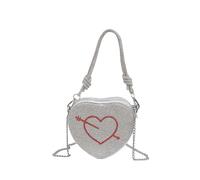 CORIOS Sac de Soirée pour Femme Sac en Strass à la Main Sacs D'épaule de Mariée Coeur Sacs Fourre-Tout Diamond Embrayage Élégant Pochette Portefeuille pour Cocktail Mariage Ceremonie Fête Argent
