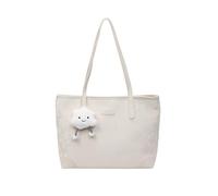 CORIOS Sac Ordinateur Portable en Velours Femme Sacs à Main Portés Épaule avec Mignon Pendentif Nuage Grande Sac Porté-Documents Serviette Fourre-Tout pour Affaires Voyage Achats Travail Beige