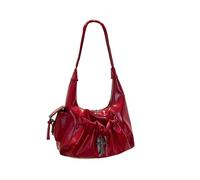 CORIOS Sac Porté Epaule avec Motif Croix Sac à Main en PU Cuir Femme Sac sous Le Bras de Capacité Moyenne Mode Sac Fourre-Tout Cabas D'épaule pour Quotidien Travail Achats Voyage Rouge