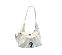CORIOS Sac Porté Epaule avec Motif Croix Sac à Main en PU Cuir Femme Sac sous Le Bras de Capacité Moyenne Mode Sac Fourre-Tout Cabas D'épaule pour Quotidien Travail Achats Voyage Blanc