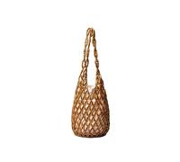 CORIOS Sac Seau à Cordon Sac Fourre-Tout Tissé à la Main Femmes Bois Perles Sac de Plage Sac Fourre Bohème Ajouré Sacs Cabas avec Poche intérieure Petit Sac à Main pour Vacances Voyage Plage Marron