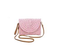 CORIOS Sac Tissé en Paille pour Femme Sac de Plage D'été Enveloppe Sacs Cabas Sac Fourre-Tout Tressés à la Main Bohème Sacs Portés Épaule Rétro Sac à Main pour Voyage Plage Vacances Rose