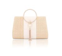 CORIOS Sac Tissé en Paille pour Femme Sac de Soirée Frangé Embrayage Sacs à Main D'épaule de Mariée Sacs Fourre-Tout de Chaîne Luxueux Pochettes et Clutches Élégant Sac à Bandoulière Jaune