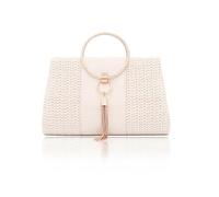 CORIOS Sac Tissé en Paille pour Femme Sac de Soirée Frangé Embrayage Sacs à Main D'épaule de Mariée Sacs Fourre-Tout de Chaîne Luxueux Pochettes et Clutches Élégant Sac à Bandoulière Blanc