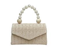 CORIOS Sac Tissé en Paille pour Femme Sac de Soirée Sacs à Main D'épaule de Mariée Élégant Pochettes et Clutches Sacs Fourre-Tout à Bandoulière de Chaîne pour Mariage Voyage Bal Fete Kaki