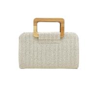 CORIOS Sac Tissé en Paille pour Femme Sac de Soirée Sacs à Main D'épaule de Mariée Élégant Pochettes et Clutches Sacs Fourre-Tout de Chaîne à Bandoulière pour Mariage Voyage Bal Fete Blanc