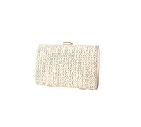 CORIOS Sac Tissé en Paille pour Femme Sac de Soirée Sacs à Main D'épaule de Mariée Sacs Fourre-Tout de Chaîne Élégant Sac à Bandoulière Pochettes et Clutches Blanc