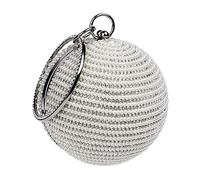 CORIOS Sacs à Main d'embrayage pour Femmes Sac de Soirée Rondes Boule Pochette Sac en Strass à la Main Embrayage Sacs Fourre-Tout Sac à Bandoulièrepour Fête Banquet Mariage Bal Argent