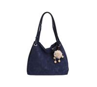 CORIOS Sacs Portés Épaule avec Charm Pompon Mignon Sac à Main en PU Cuir pour Femme Grande Capacité Sac Bandoulière Élégant Sac Fourre-Tout Bureau Voyage Travail Shopping Tote Bleu
