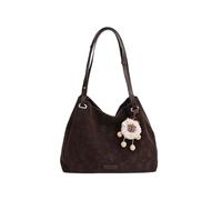 CORIOS Sacs Portés Épaule avec Charm Pompon Mignon Sac à Main en PU Cuir pour Femme Grande Capacité Sac Bandoulière Élégant Sac Fourre-Tout Bureau Voyage Travail Shopping Tote Café