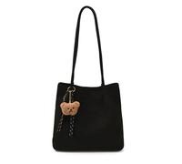 CORIOS Sacs Portés Épaule avec Mode Imprimé Léopard pour Femme Sac à Main avec Pendentif Ours Mignon Sacs Fourre-Tout en Daim Grande Capacité Sac Hobo Cabas pour Quotidien Voyage Achats Travail Noir