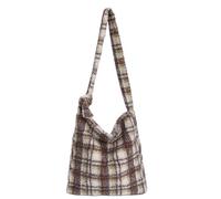 CORIOS Sacs Portés Épaule Écossais pour Femme Sac à Main en Laine d'agneau Moelleux en Peluche Sac à Bandoulière Grande Capacité Sac Hobo Cabas Élégant Rétro Sac Fourre Tout Messager Violet