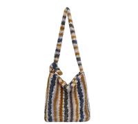 CORIOS Sacs Portés Épaule Écossais pour Femme Sac à Main en Laine d'agneau Moelleux en Peluche Sac à Bandoulière Grande Capacité Sac Hobo Cabas Élégant Rétro Sac Fourre Tout Messager Jaune