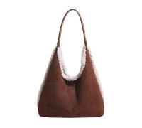 CORIOS Sacs Portés Épaule en Daim pour Femme Sac à Main en Laine d'agneau Sacs Cabas Moelleux en Peluche Rétro Sac Fourre Tout Grande Doux Sac Hobo pour Achat Travail Voyage Café