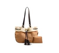 CORIOS Sacs Portés Épaule en Daim pour Femme Sac à Main en Laine d'agneau Sacs Cabas Moelleux en Peluche Sac Seau à Cordon Rétro Sac Fourre Tout Grande Sac Hobo 2pcs Kaki