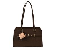 CORIOS Sacs Portés Épaule en PU Cuir Grand Sac à Main Tote Femme Sac Ordinateur Portable avec Un Joli Charm en Forme de Biscuit Porté-Documents Serviette Sac à Dos D'école Cartable Daypacks Café