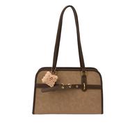CORIOS Sacs Portés Épaule en PU Cuir Grand Sac à Main Tote Femme Sac Ordinateur Portable avec Un Joli Charm en Forme de Biscuit Porté-Documents Serviette Sac à Dos D'école Cartable Daypacks Marron