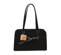 CORIOS Sacs Portés Épaule en PU Cuir Grand Sac à Main Tote Femme Sac Ordinateur Portable avec Un Joli Charm en Forme de Biscuit Porté-Documents Serviette Sac à Dos D'école Cartable Daypacks Noir