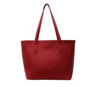 CORIOS Sacs Portés Épaule en PU Cuir pour Femme Sac à Main avec Design Patchwork Grand Sac Porté-Documents Élégant Sac Fourre-Tout Cabas pour Bureau Travail Voyage Rouge