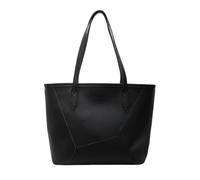CORIOS Sacs Portés Épaule en PU Cuir pour Femme Sac à Main avec Design Patchwork Grand Sac Porté-Documents Élégant Sac Fourre-Tout Cabas pour Bureau Travail Voyage Noir