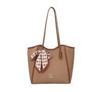 CORIOS Sacs Portés Épaule en PU Cuir Sac à Main avec Décoration de Foulard à Nœud Grand Sac Porté-Documents Serviette Mallette Élégant Bureau Travail Voyage Sac Fourre-Tout Marron