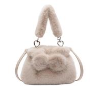 CORIOS Sacs Portés Épaule Moelleux en Peluche Femme Petit Sac à Main Sac à Bandoulière Rétro Sac Fourre Tout Léger Sac à Poignée Supérieure Sac Messager Elégant Doux Sac Hobo Sacs Cabas Kaki Clair