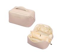 CORIOS Trousse de Toilette Femme Portable Sac de Maquillage de Voyage Imperméable PU Trousse Maquillage Cosmétique Sac Organisateur avec de Nombreux Compartiments pour Voyage Gym Camping Blanc