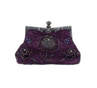 CORIOS Vintage 1920s Perle Sac de Soirée Floral Embrayage Paillettes Pochette pour Femme Sacs à Main D'épaule de Mariée Élégant Sacs Fourre-Tout pour Cocktail Ceremonie Fête Mariage Violet