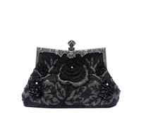 CORIOS Vintage 1920s Perle Sac de Soirée Floral Embrayage Paillettes Pochette pour Femme Sacs à Main D'épaule de Mariée Élégant Sacs Fourre-Tout pour Cocktail Ceremonie Fête Mariage Noir