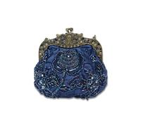 CORIOS Vintage 1920s Perle Sac de Soirée Floral Embrayage pour Femme Paillettes Pochette Sacs à Main D'épaule de Mariée Élégant Sacs Fourre-Tout pour Ceremonie Cocktail Mariage Fête Bleu