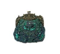 CORIOS Vintage 1920s Perle Sac de Soirée Floral Embrayage pour Femme Paillettes Pochette Sacs à Main D'épaule de Mariée Élégant Sacs Fourre-Tout pour Ceremonie Cocktail Mariage Fête Vert