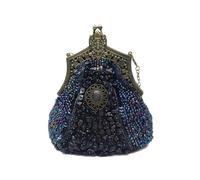 CORIOS Vintage 1920s Perle Sac de Soirée Sacs à Main D'épaule de Mariée Floral Embrayage pour Femme Élégant Sacs Fourre-Tout Rétro Paillettes Pochette pour Ceremonie Mariage Fête Cocktail Bleu