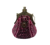 CORIOS Vintage 1920s Perle Sac de Soirée Sacs à Main D'épaule de Mariée Floral Embrayage pour Femme Élégant Sacs Fourre-Tout Rétro Paillettes Pochette pour Ceremonie Mariage Fête Cocktail Rouge Vin