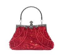 CORIOS Vintage 1920s Sac de Soirée Perle Embrayage pour Femme Paillettes Pochette Sacs à Main D'épaule de Mariée Élégant Sacs Fourre-Tout pour Ceremonie Mariage Fête Cocktail Rouge