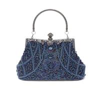 CORIOS Vintage 1920s Sac de Soirée Perle Embrayage pour Femme Paillettes Pochette Sacs à Main D'épaule de Mariée Élégant Sacs Fourre-Tout pour Ceremonie Mariage Fête Cocktail Bleu