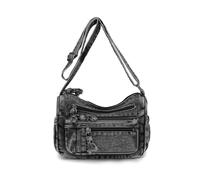 CORIOS Vintage Sac à Bandoulière pour Femme Sacs Portés Épaule en Denim Sac à Main en Jean Sac Hobo Cabas avec Multi Poches Rétro Sac Messager Travail Achat Voyage Sac Fourre Tout Noir