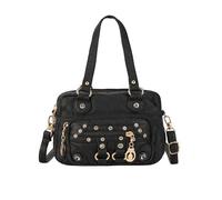 CORIOS Vintage Sac à Main Femme Sacs Portés Épaule en PU Cuir Rétro Sac à Bandoulière avec Décoration Rivet Sac Hobo Cabas avec Sangle Réglable Sac Messager Fourre Tout avec Multi Poches Noir