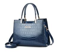 CORIOS Vintage Sac à Main pour Femme Motif Crocodile Sac Portés Épaule PU Cuir Sac Bandoulière Multi Poches Sac Hobo Cabas Elégant Sac Messager Voyage Travail Achats Fête Sac Fourre Tout Bleu