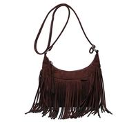 CORIOS Vintage Sacs Portés Épaule à Franges Femme Sac à Bandoulière en Daim Sac à Main Messager à Glands Western Hippie Sac D'épaule Fourre-Tout Rétro Travail Voyage Achats Cabas Hobo Marron Foncé