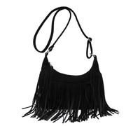 CORIOS Vintage Sacs Portés Épaule à Franges Femme Sac à Bandoulière en Daim Sac à Main Messager à Glands Western Hippie Sac D'épaule Fourre-Tout Rétro Élégant Travail Voyage Achats Cabas Hobo Noir