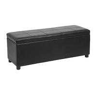 Corium Banc de Rangement Coffre Bout de Lit Pouf Pliable Rabattable Banquette Ottomane Tabouret avec Espace de Stockage Coffre Siège Salon Chambre Couloir Polyuréthane 118 x 37 x 43 cm Noir