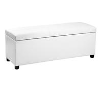 Corium Banc de Rangement Coffre Bout de Lit Pouf Pliable Rabattable Banquette Ottomane Tabouret avec Espace de Stockage Coffre Siège Salon Chambre Couloir Polyuréthane 118 x 37 x 43 cm Blanc