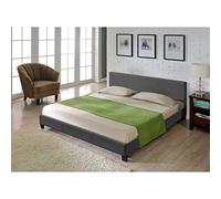 Lit Double Rembourré Design Sommier à Lattes Polyester 180 x 200 cm Gris Foncé